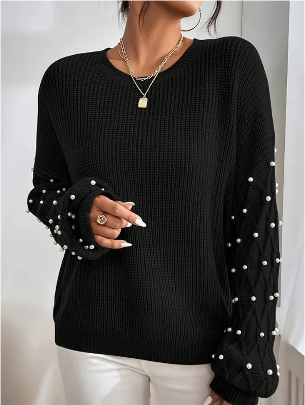 Women's Pearl-Embellished Knit Sweater - Miana