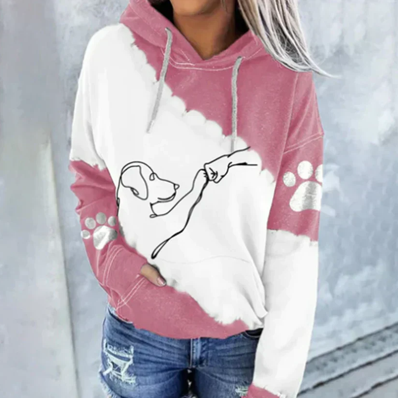 Women's playful dog-print hoodie: Cornelia
