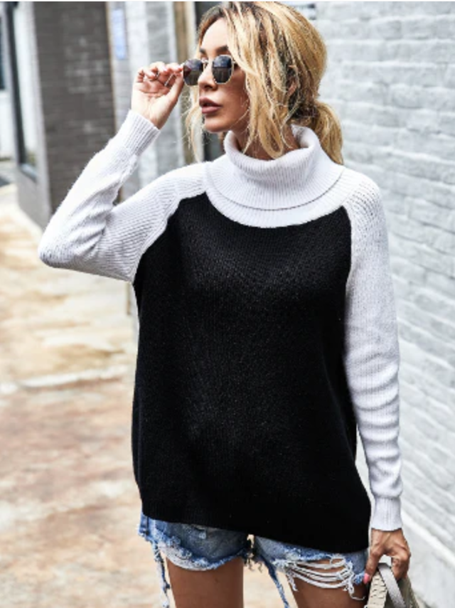 Charliena Colour-Block Turtleneck
