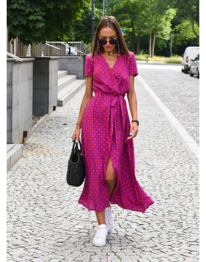Beautiful Women's Long Sleeve Maxi Dress V Neck