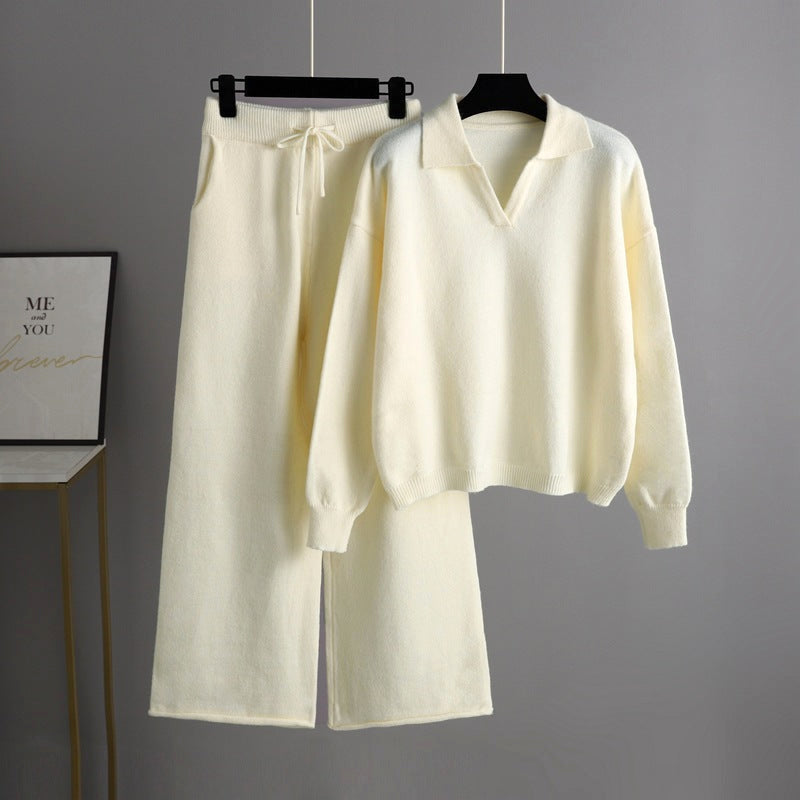 Women's knitted sweater and pants set