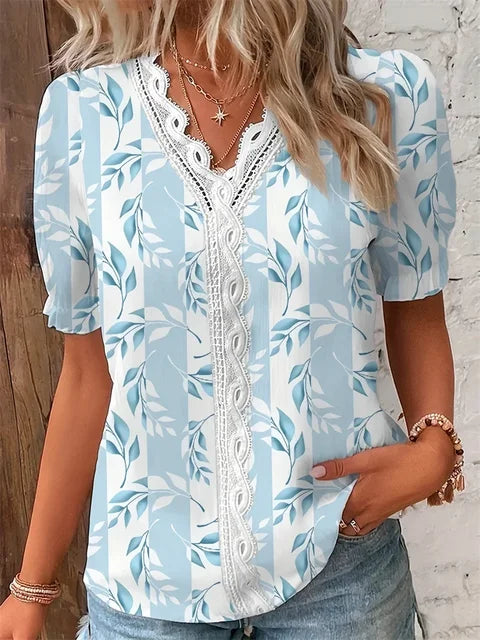 Beatrix | Elegant Blouse for Women with V-Neck and Floral Print