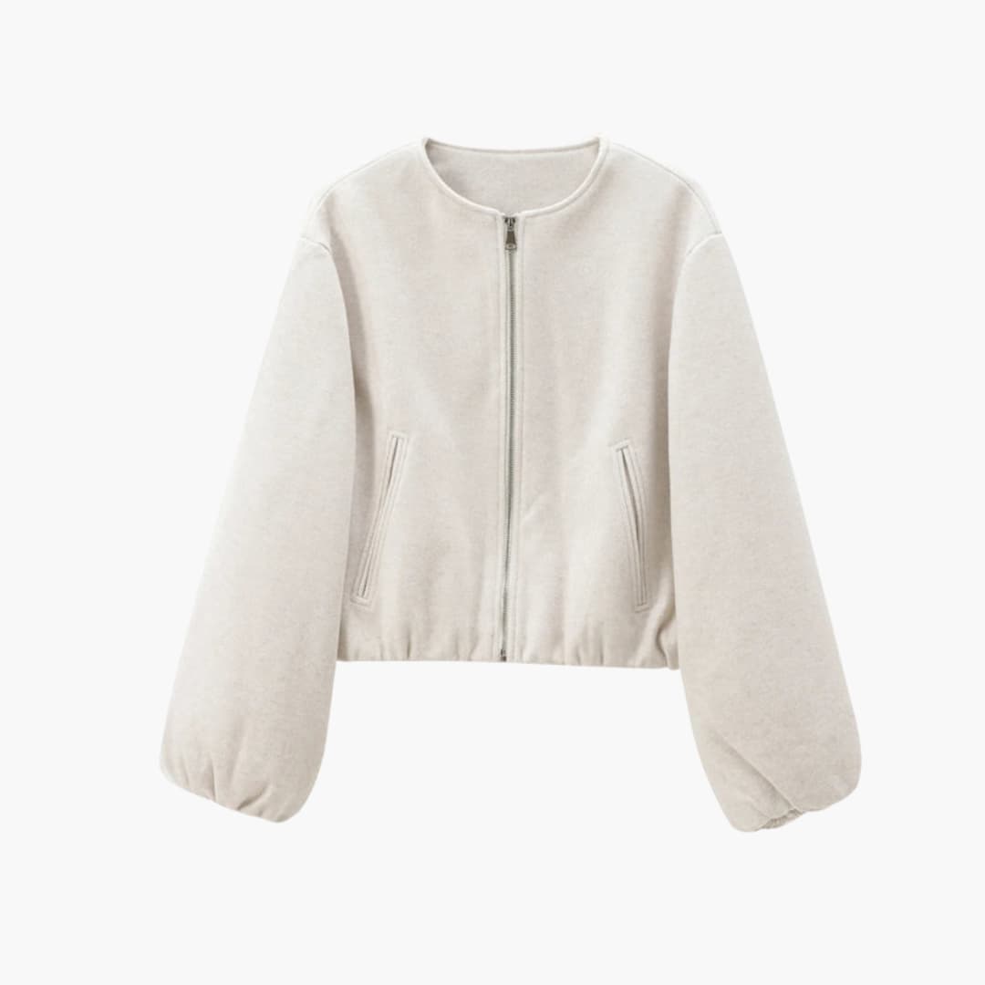 Women's Fit Zip Up Bomber Jacket with Elastic Waistband