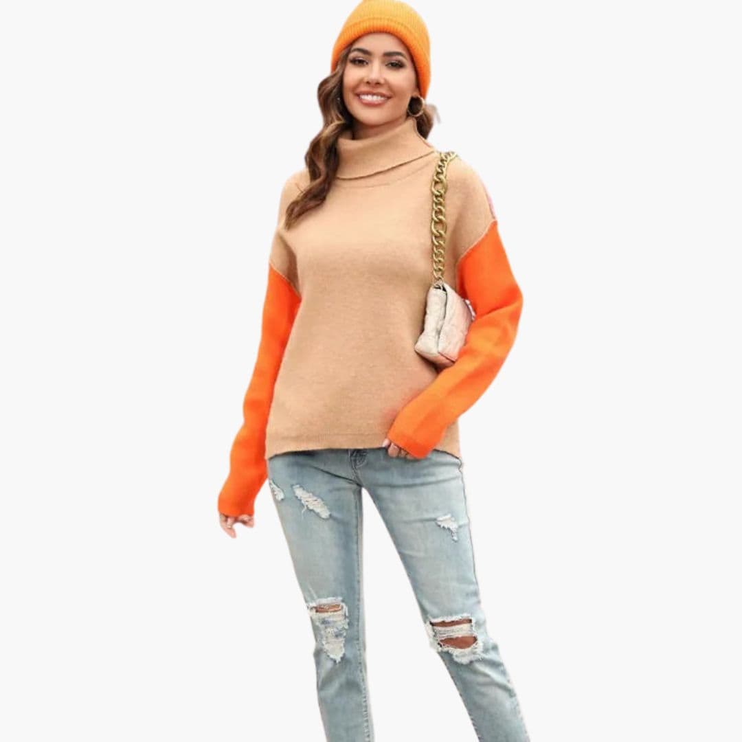 Women's Colorful Long Sleeve Turtleneck Sweater