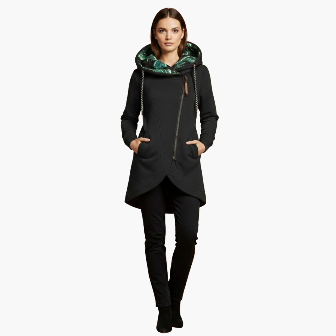 Warm Women's Parka Coat with Hood and Pockets
