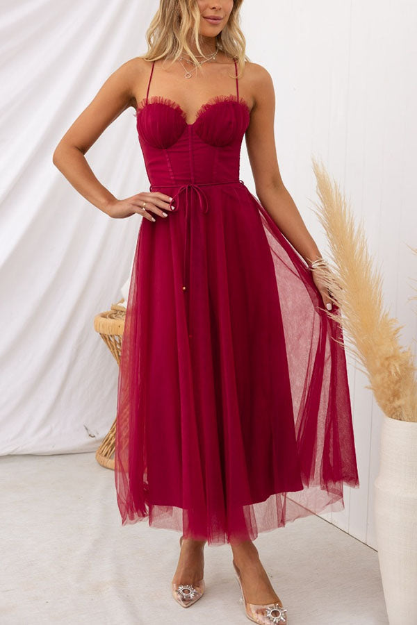 Women's Elegant Corset Style Midi Dress