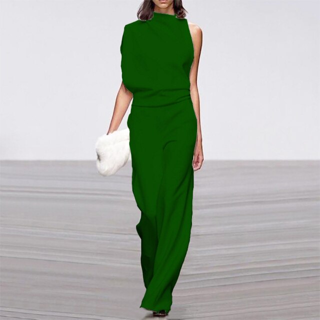 Wide-leg jumpsuit for women | An elegant one-shoulder