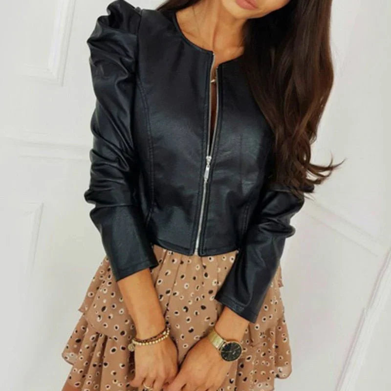 Women's stylish short faux-leather Zahra jacket