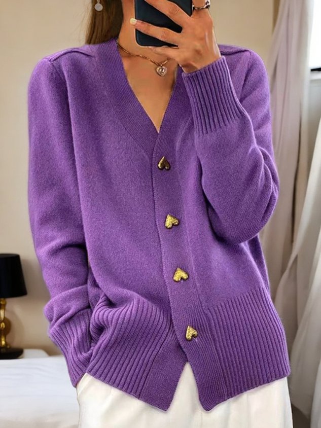 Women's knit cardigan with heart buttons | Regular fit
