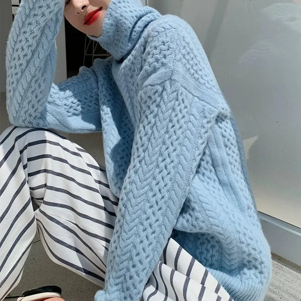 Cable knit warm turtleneck for women | Perfect for autumn/winter