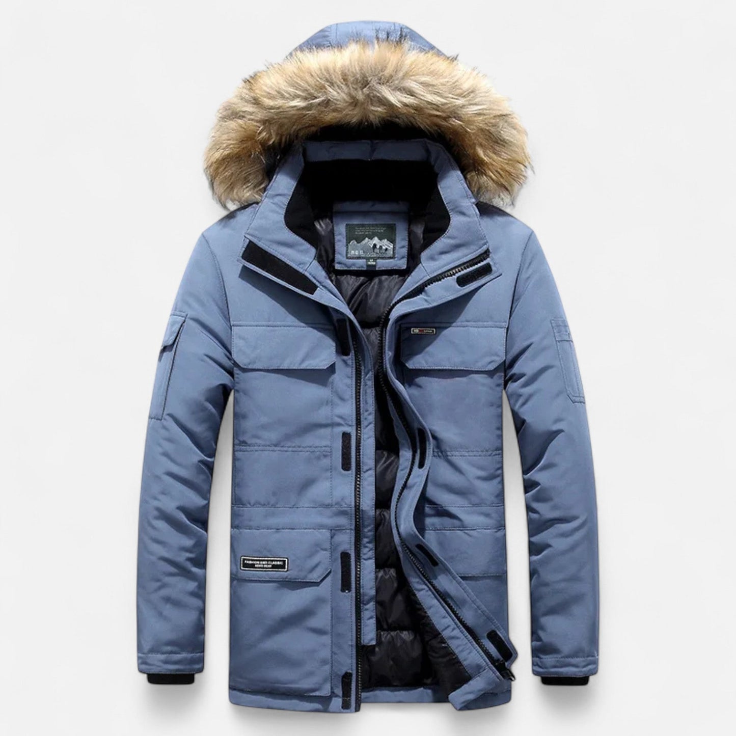 Ancient World | Men's Winter Down Parka with Hood and Fleece Lining