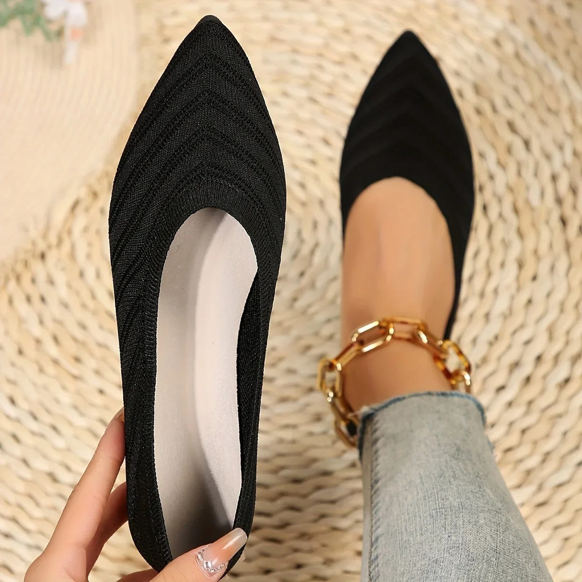 Amélie | Knitted ballet flats with pointed toe