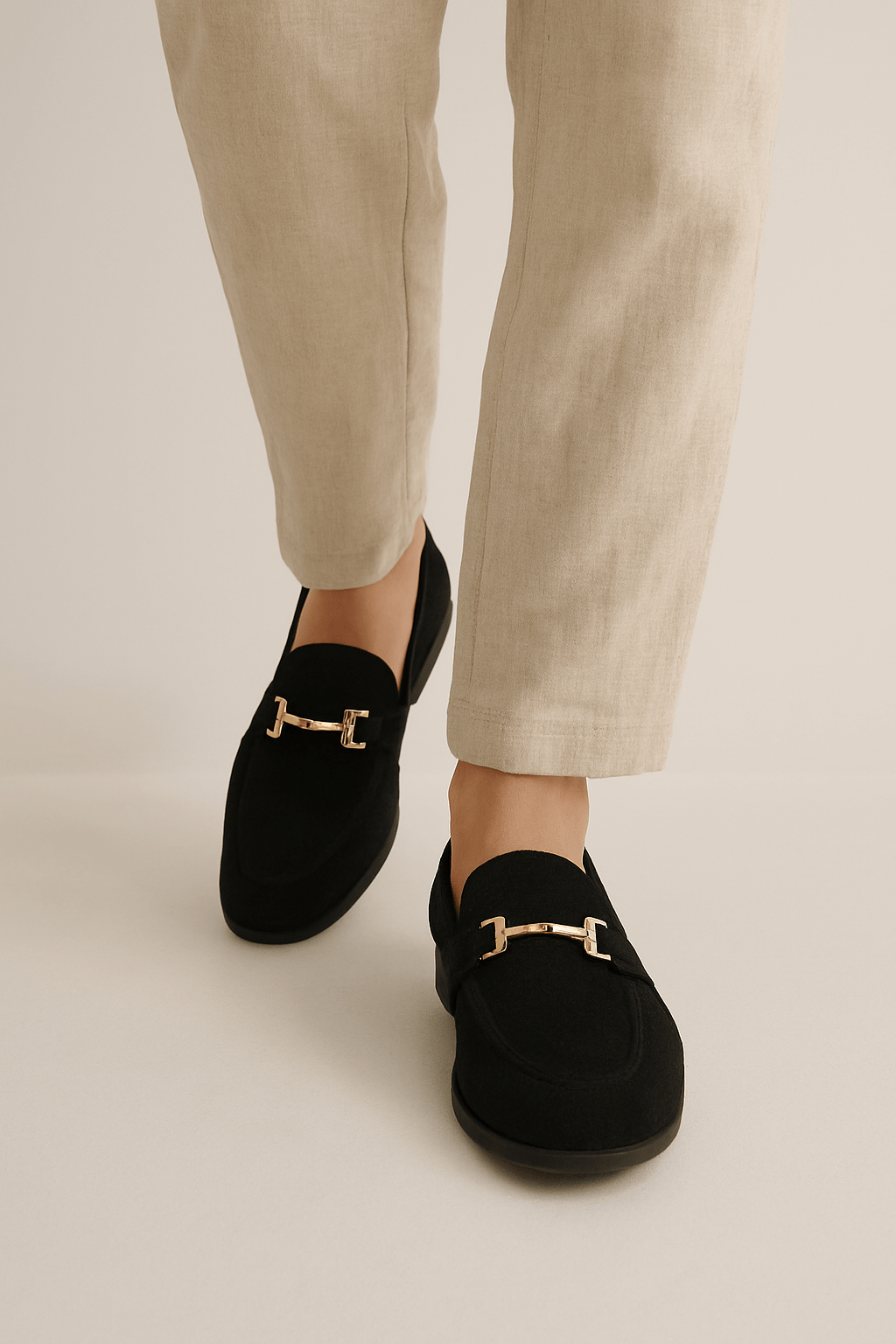 Benjamin Suede Loafers with Gold Buckle – Elegant Slip-On Shoes for Men Black