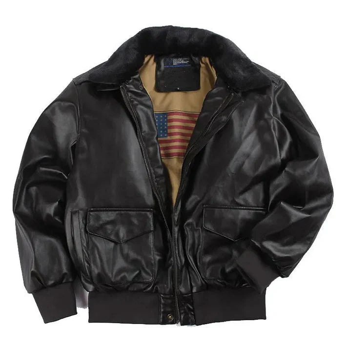 Alwin's Vintage Leather Motorcycle Jacket for Winter