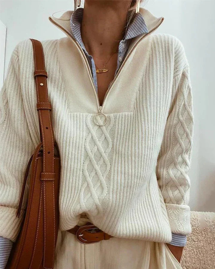 Zip-up turtleneck in solid color