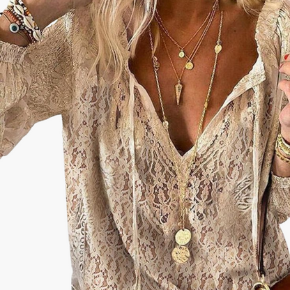 Blanca | Spring Blouse with Subtle Texture and Long Sleeves