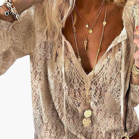 Blanca | Spring Blouse with Subtle Texture and Long Sleeves