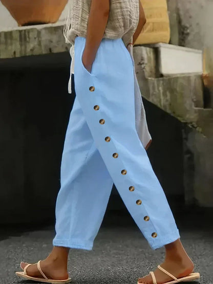 Women's casual pants with buttons | Loose fit