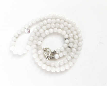 Beatrix | Women's Necklace Agate White with Interchangeable Ring