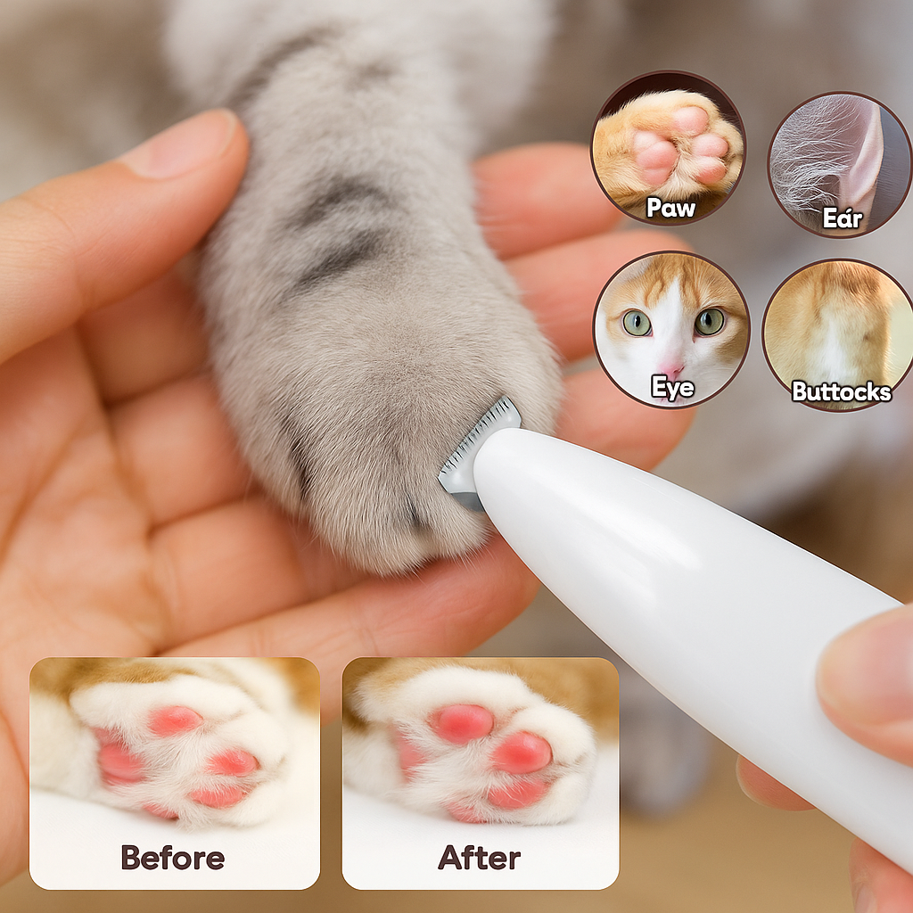 Waterproof clipper for dogs and cats with LED light and wide stainless steel blade