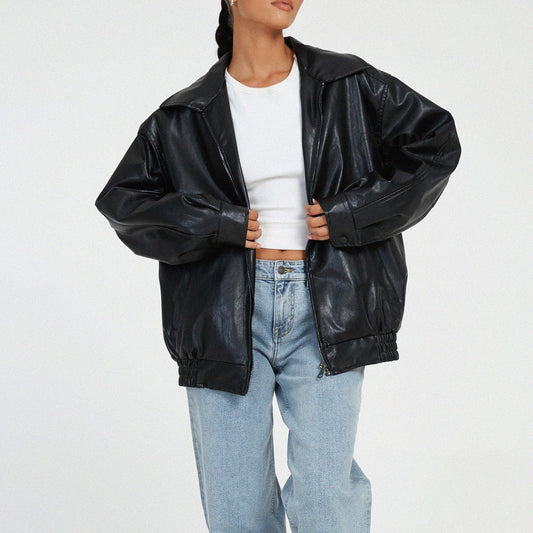 Carly – Vegan Leather Coat in Locomotive Style