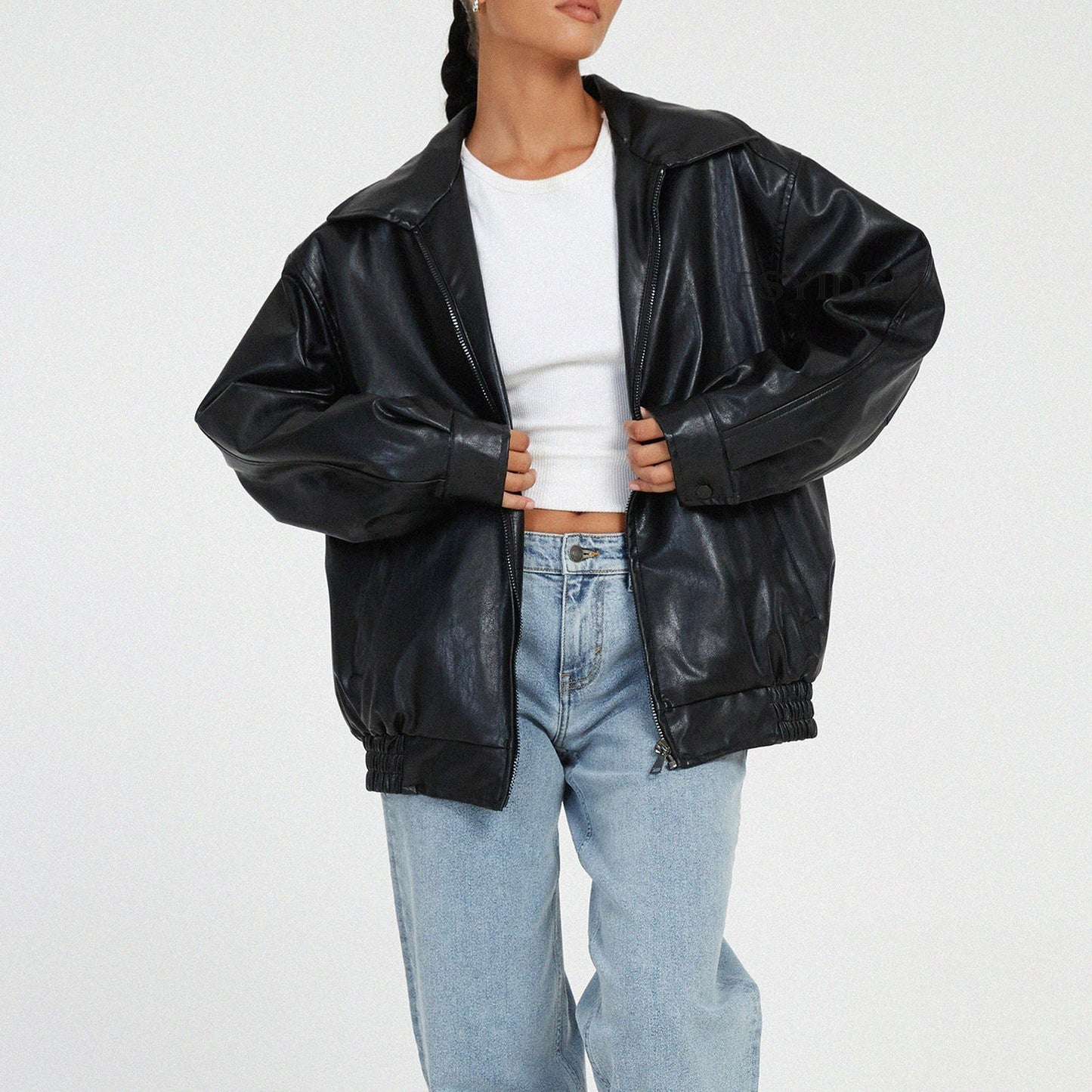Carly – Vegan Leather Coat in Locomotive Style