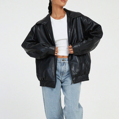 Carly – Vegan Leather Coat in Locomotive Style