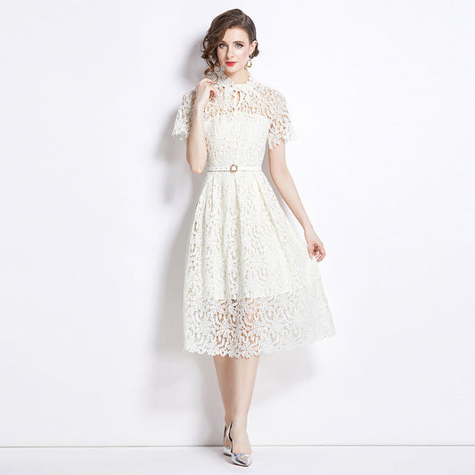 Women's Elegant Lace Dress Midi Festive Fit & Flare Cocktail Wedding