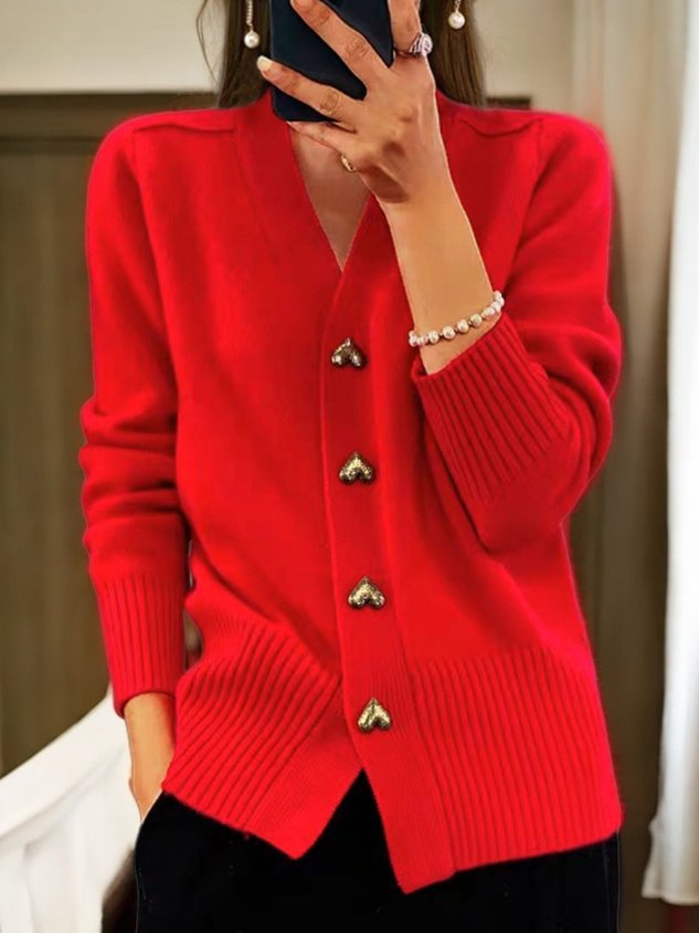 Women's knit cardigan with heart buttons | Regular fit