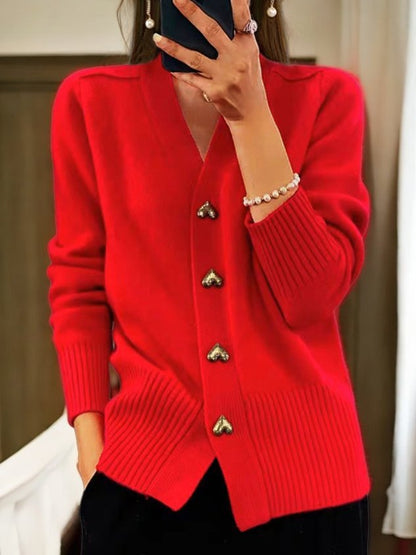 Women's knit cardigan with heart buttons | Regular fit