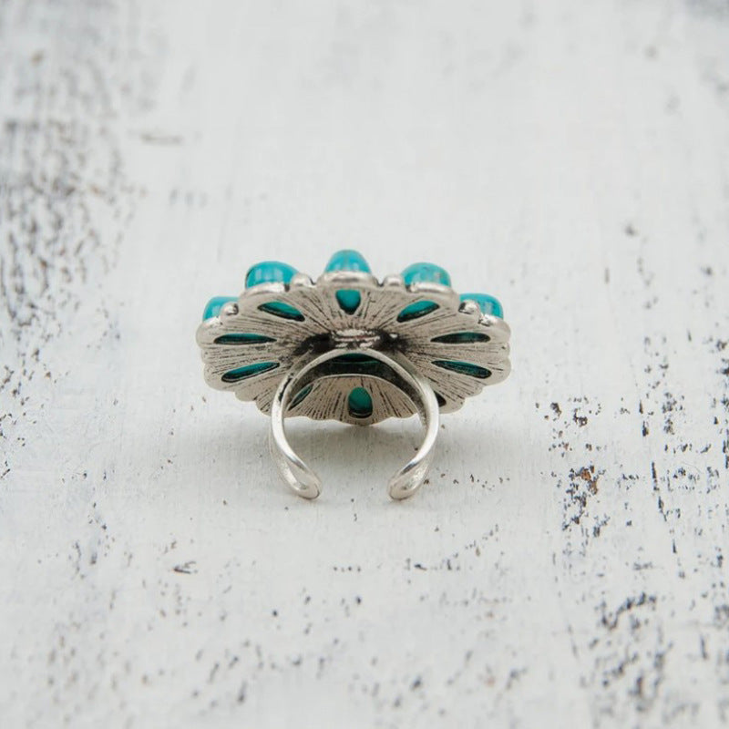 Blue Floral Fashion Ring