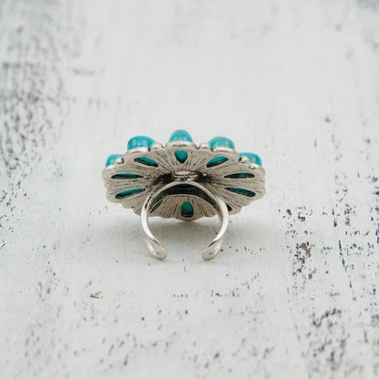 Blue Floral Fashion Ring