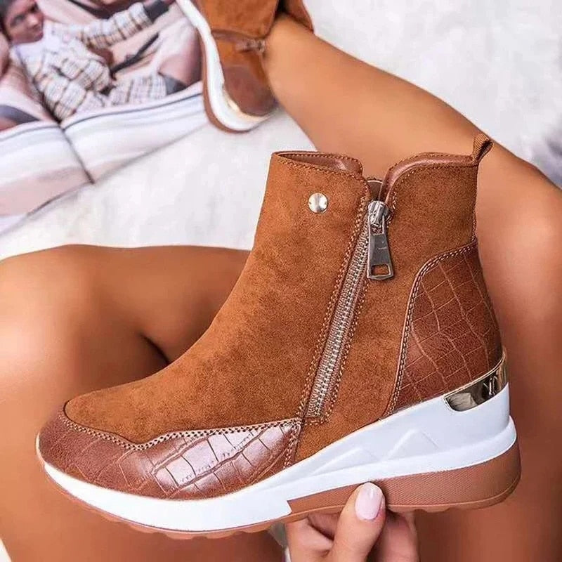 Women's Winter Wedge Boots | With Zipper