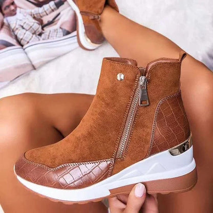 Women's Winter Wedge Boots | With Zipper