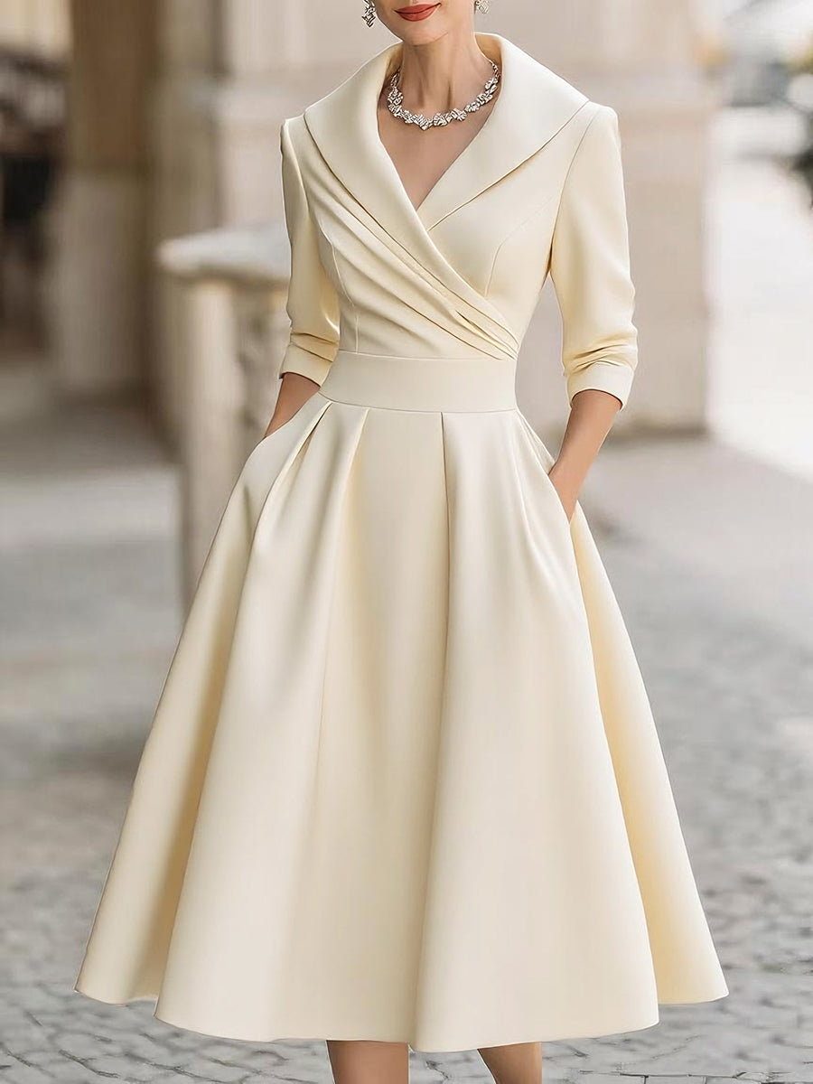 Women's Evening Midi Dress | Wrap Collar