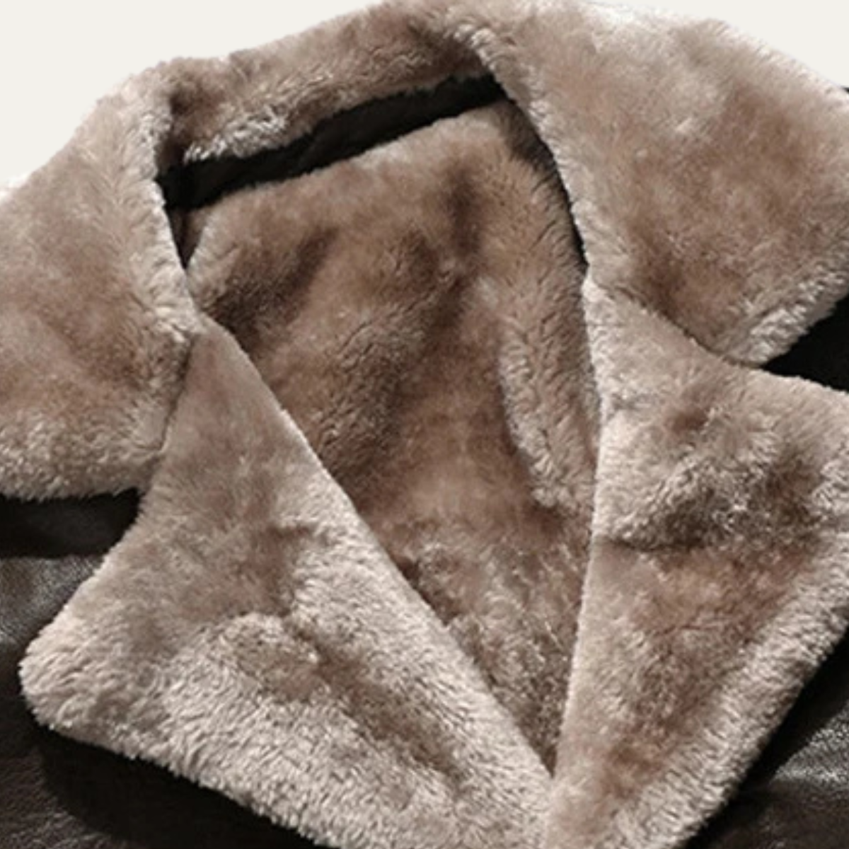 Warm Men's Leather Fur Lined Winter Coat
