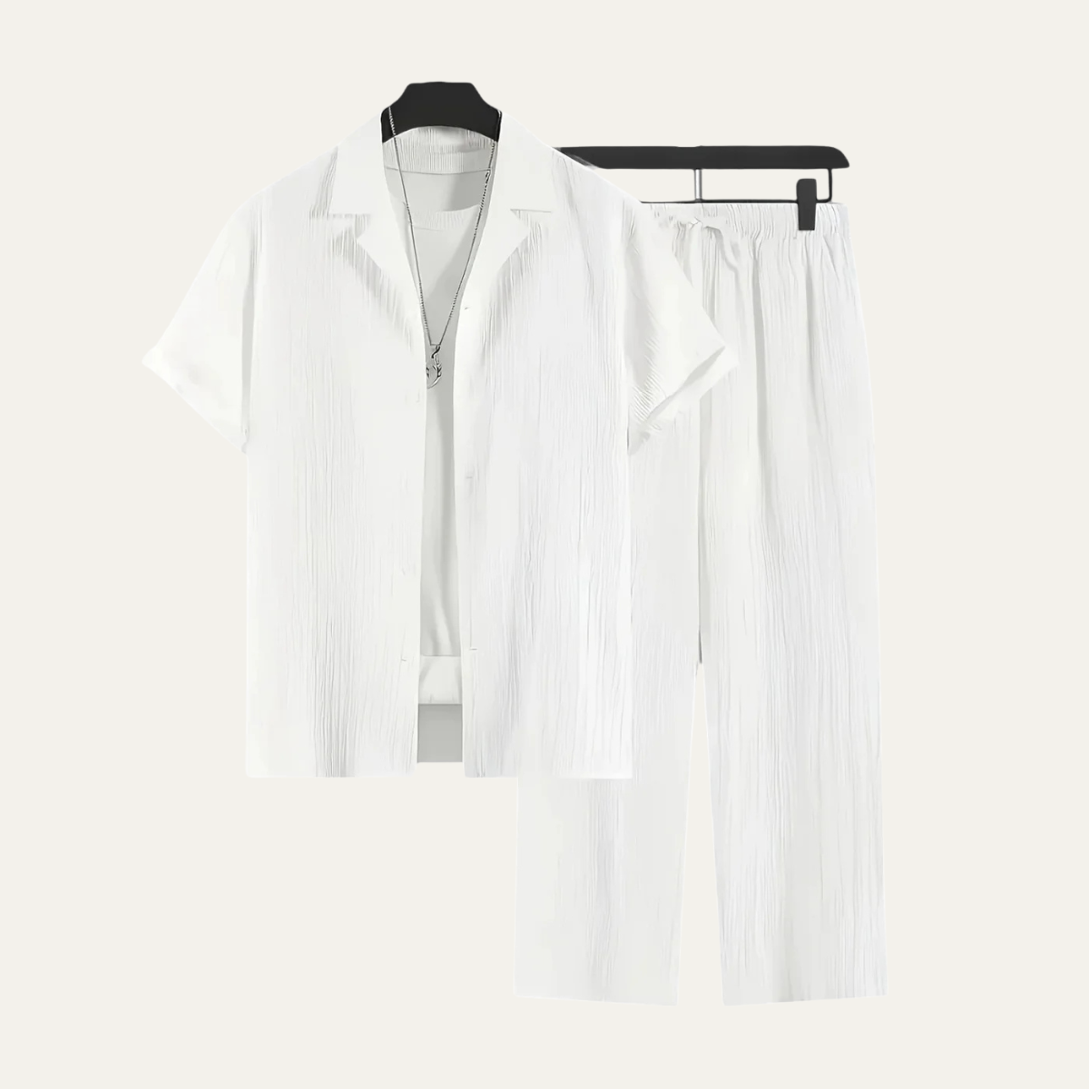 Breathable Linen Casual Shirt and Pants Set for Men