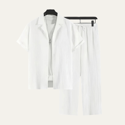 Breathable Linen Casual Shirt and Pants Set for Men