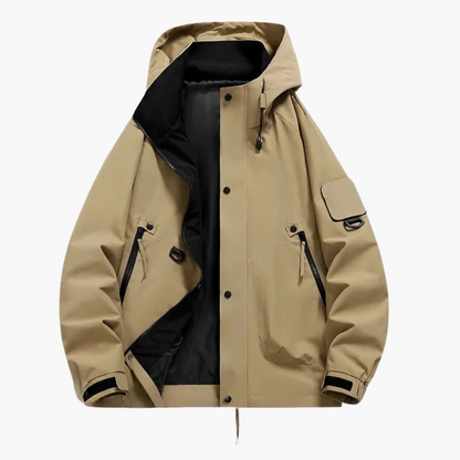 Waterproof Snow Jacket with Hood and Zip Pockets