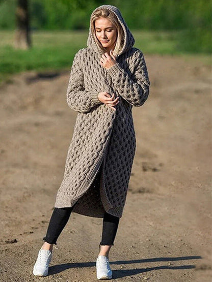 Warm winter hooded cardigan Boho, knitted sweater