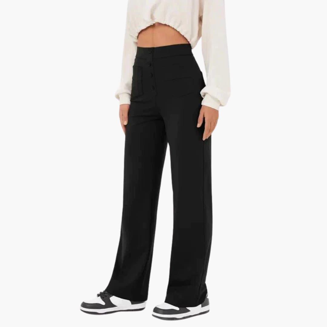 Women's Comfortable Wide Leg Pants with Button Front