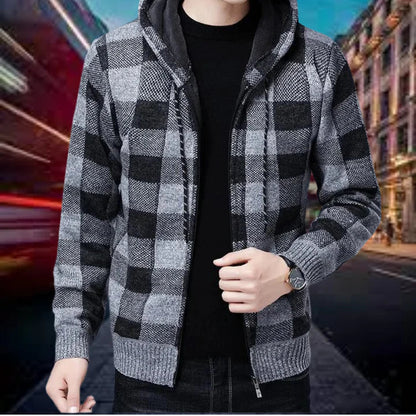 Checked hooded vest by Garson, high-quality