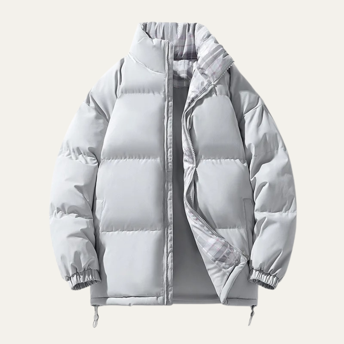 Warm Men's Puffer Coat with Stand Up Collar