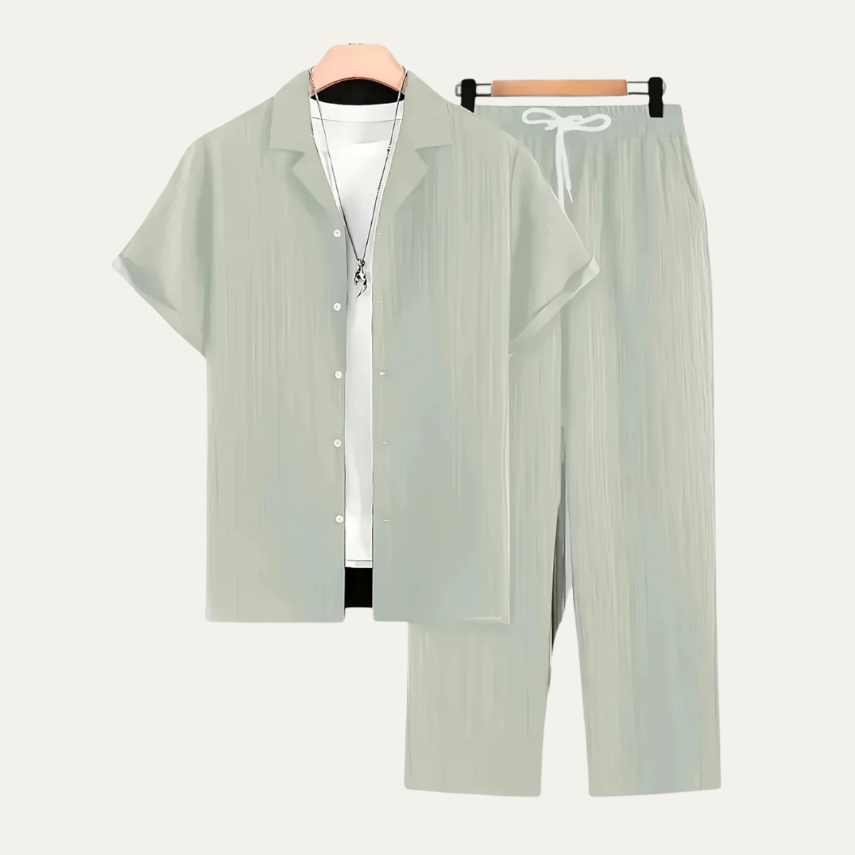 Breathable Linen Casual Shirt and Pants Set for Men