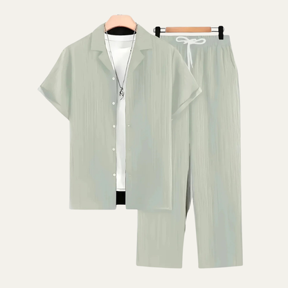 Breathable Linen Casual Shirt and Pants Set for Men