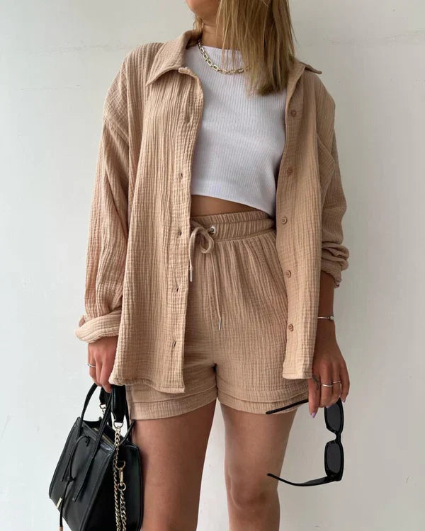 Amelia Two-Piece High-Waisted Summer Beach Shorts