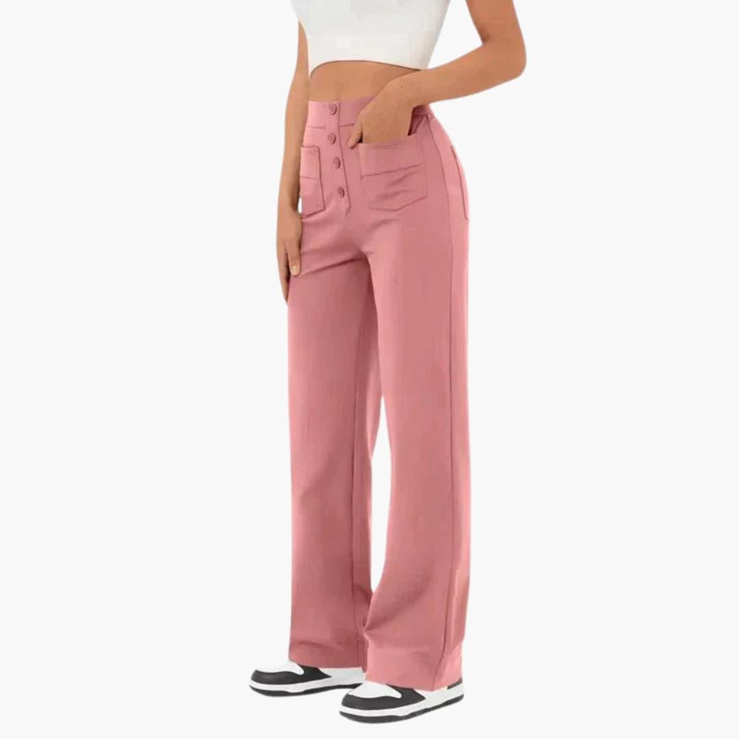 Women's Comfortable Wide Leg Pants with Button Front