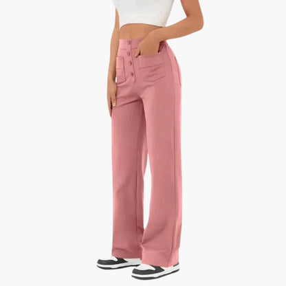 Women's Comfortable Wide Leg Pants with Button Front