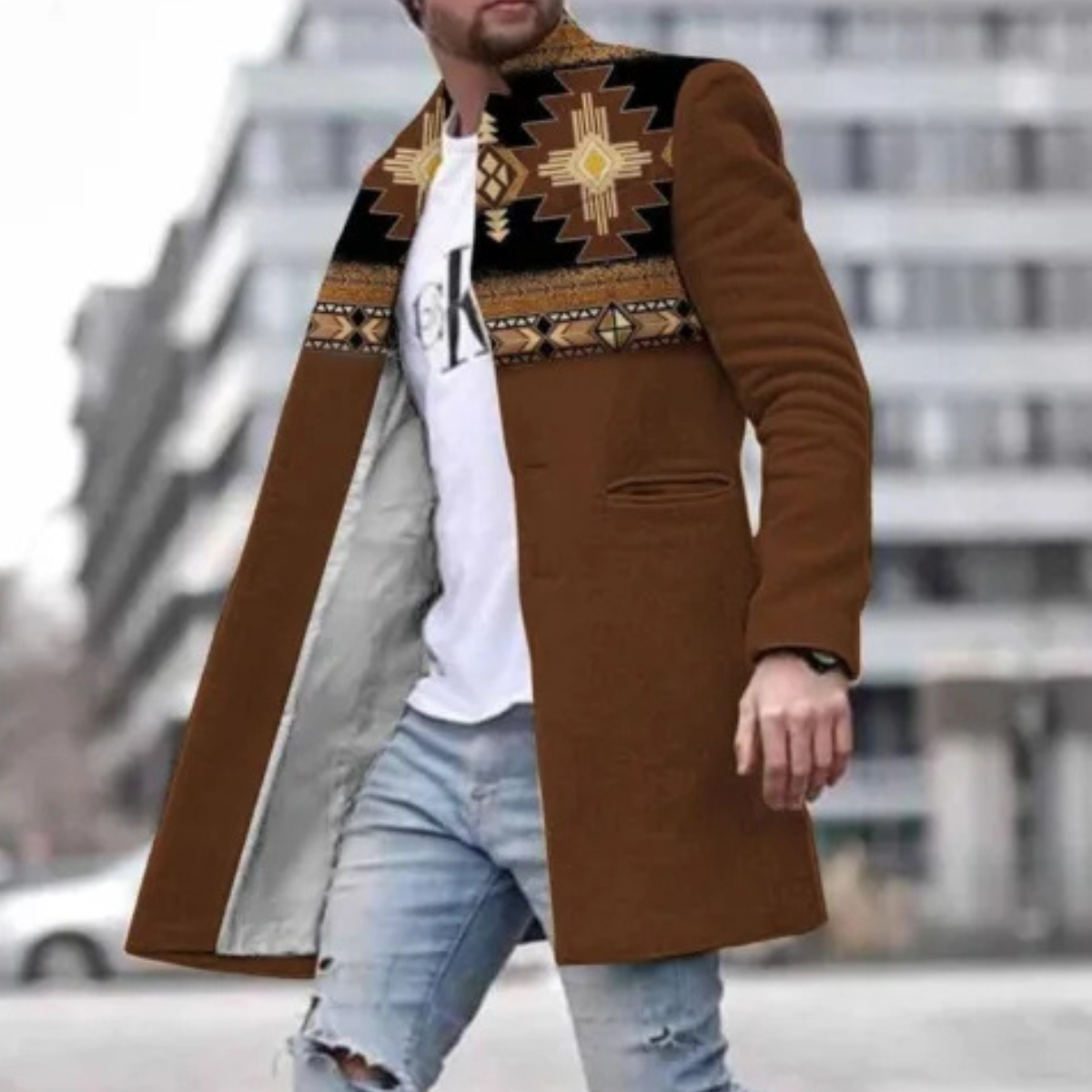 Warm Mens Wool Coat with Pockets