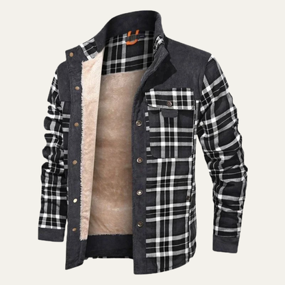 Warm Plaid Check Men's Winter Coat